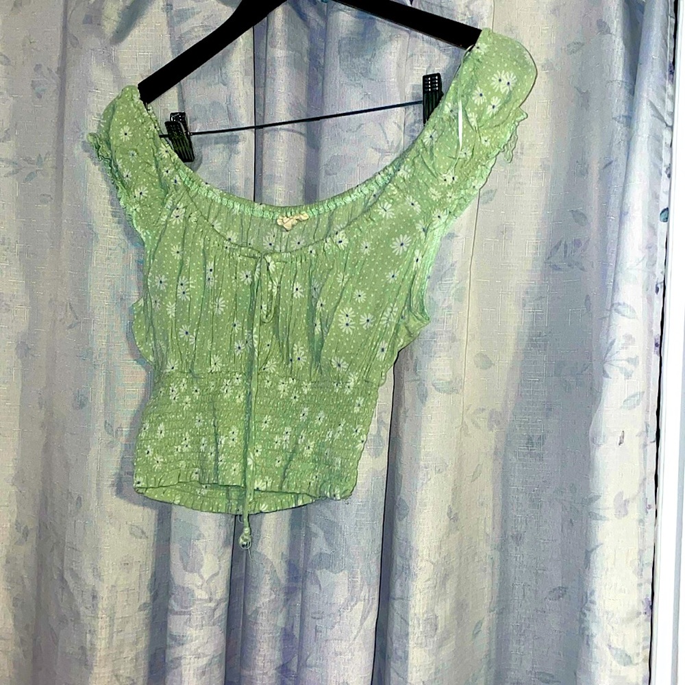 light green crop blouse